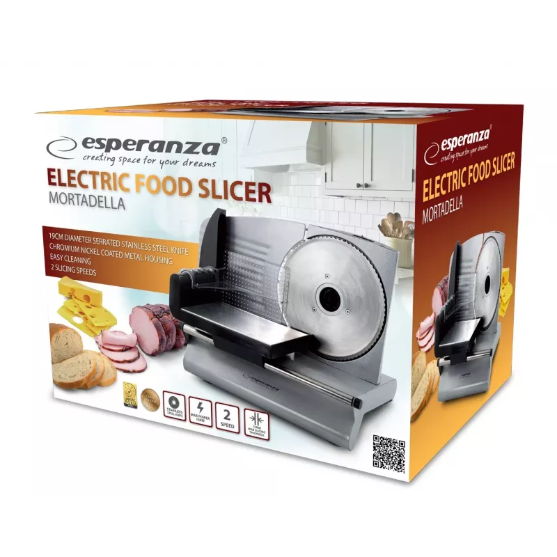 Elektriskais šķēlējs ESPERANZA EKM018K, nerūsējošā tērauda korpuss, 150 W, 19 cm asmens, max šķēle 1,5 cm