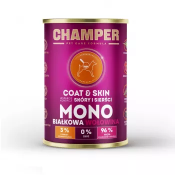 CHAMPER Coat & Skin Monoprotein Beef - mitrā suņu barība - 400g
