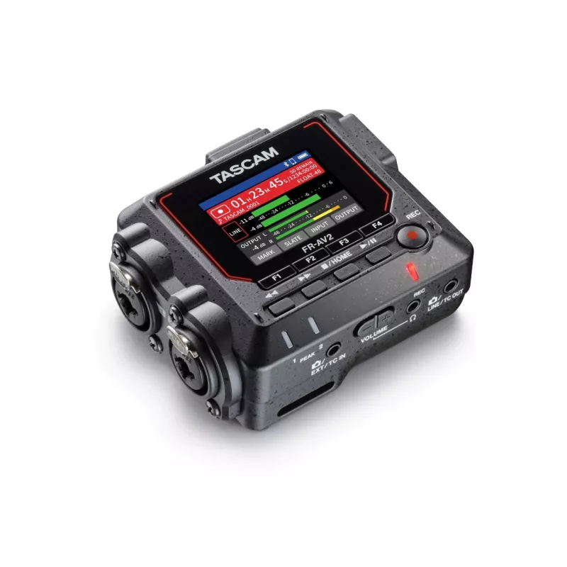 Pārnēsājams audio ierakstītājs Tascam FR2-AV — 2 celiņi, 2 XLR kombinētās ieejas, USB-C saskarne, 48–192 kHz, 24/32 biti, microSD līdz 512 GB