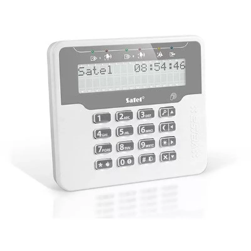 RFID lasītājs SATEL VERSA-LCDR-WH — pie sienas montējams piekļuves lasītājs ar tastatūru un displeju