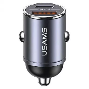 Auto lādētājs usams C38 30W — 1x USB-A + 1x USB-C ātrā uzlāde