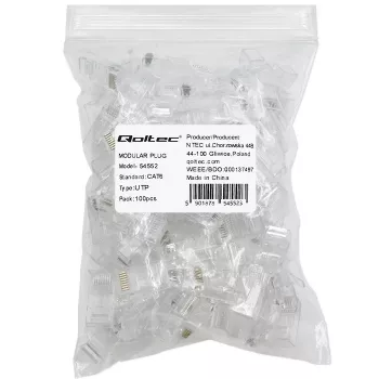 Modulārais RJ45 savienotājs QOLTEC 54552 CAT6 UTP, 100 gab. iepakojumā