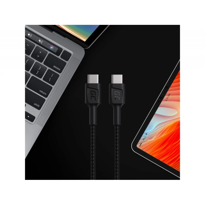 Green Cell KABGC30 USB kabelis USB 2.0 1.2 m USB C Melns