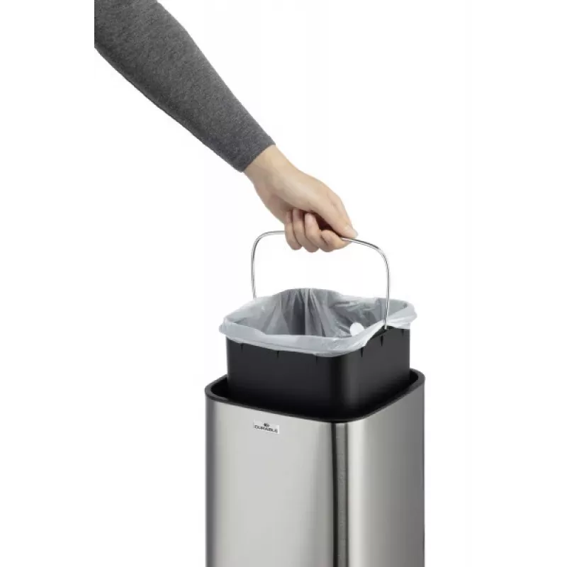 Atkritumu tvertne Durable NO TOUCH 6L Taisnstūrveida Nerūsējošais tērauds Sudraba Melna