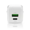 Sienas lādētājs everActive SC-330Q ar 1x USB-A un 1x USB-C pieslēgvietām, 20 W, balts