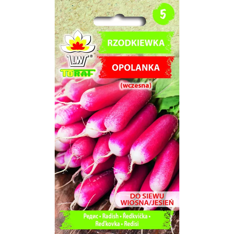 Opolanka redīsu Toraf dārzeņu sēklas, 10 g iepakojums