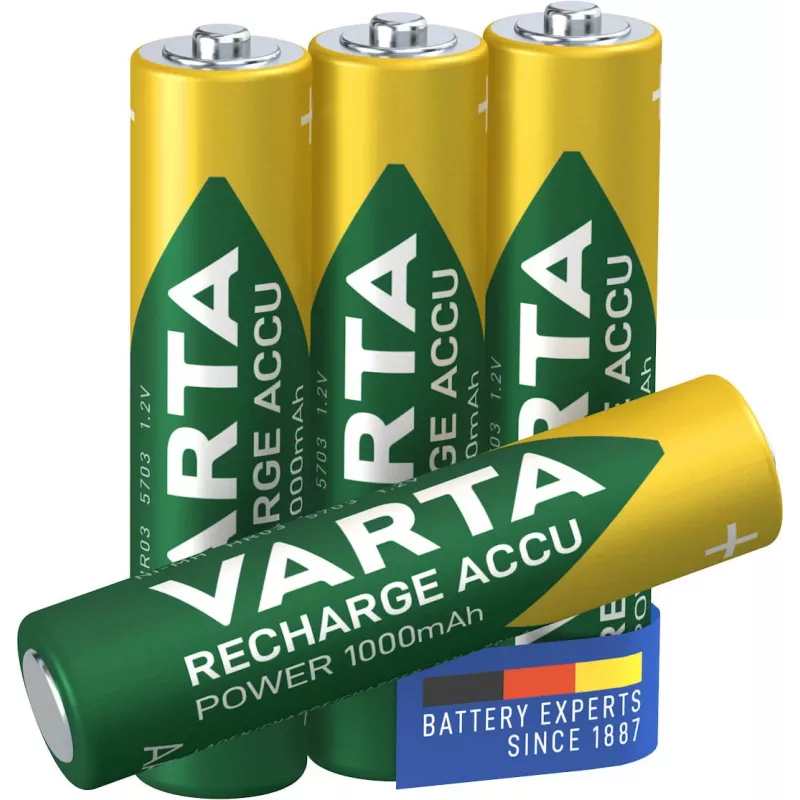 VARTA HR03 AAA Recharge Accu Jauda 1000 mAh 05703 Rechargeable batteries 4 gab. Green, dzeltena