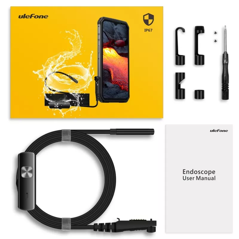 Ulefone uSmart UF-EC endoskopa kamera viedtālruņiem, melna