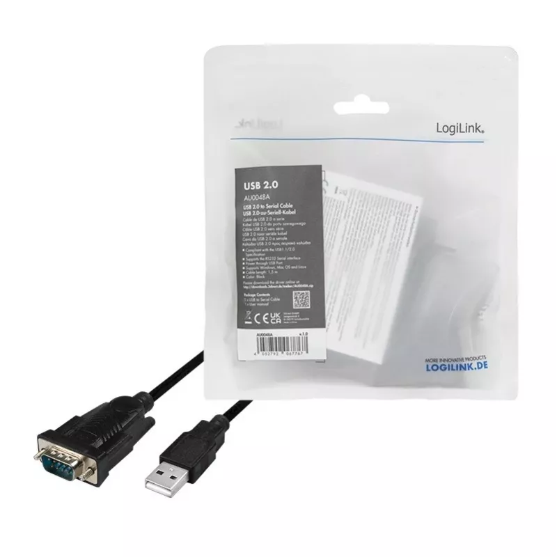 LogiLink AU0048A Seriālais kabelis Melns 1.5 m USB A DB-9