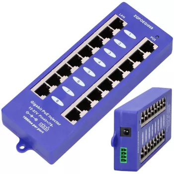 PoE inžektors Extralink Gigabit 8 Portu 1000Mb/s RJ45 B režīms