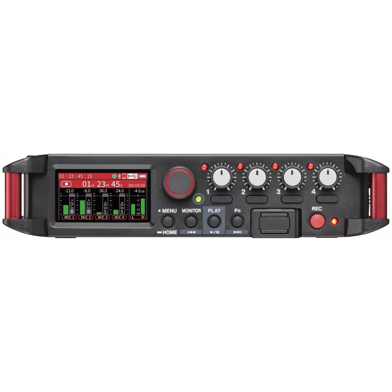 Pārnēsājams audio ierakstītājs Tascam FR-AV4 — 6 kanāli, 4 XLR combo + 2x 3,5 mm, 24/32 biti, 48/96/192 kHz, MicroSD līdz 512 GB, USB-C, PD