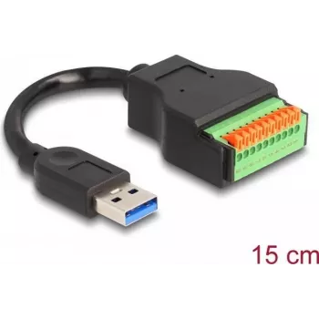 DeLOCK USB 3.2 Gen 1 kabelis Type-A vīrišķais uz spaiļu bloka adapteri 15 cm