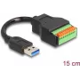 DeLOCK USB 3.2 Gen 1 kabelis Type-A vīrišķais uz spaiļu bloka adapteri 15 cm