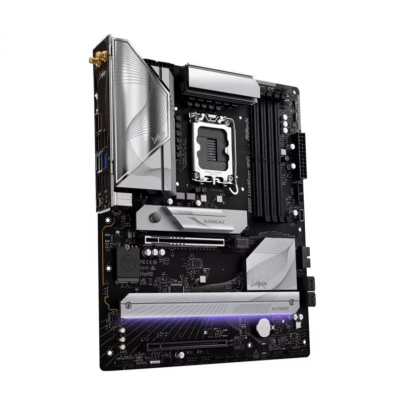 Mātesplate ASRock B860 LiveMixer WiFi — Intel B860, LGA 1851, ATX, DDR5, 4 DIMM, Wi‑Fi 6E, 2.5Gb LAN