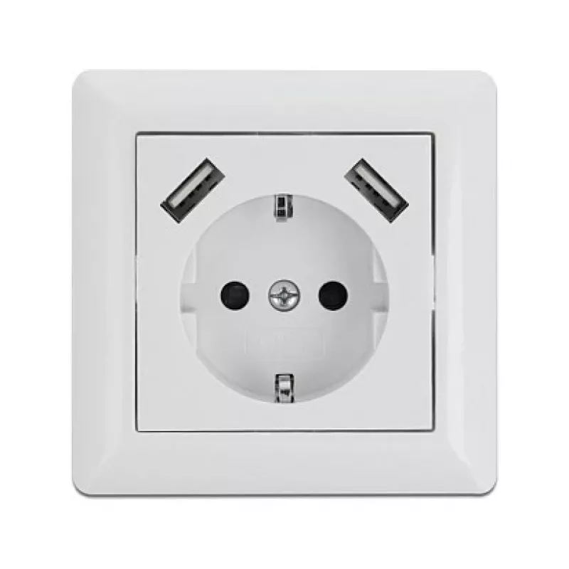 Kontaktligzda 2 x USB + CEE 7/3 DeLOCK 11473