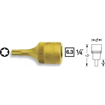 Hazet Torx skrūvgrieža ieliktnis 6,3 mm (1/4) 8502-T30 garums 28 mm (8502-T30)