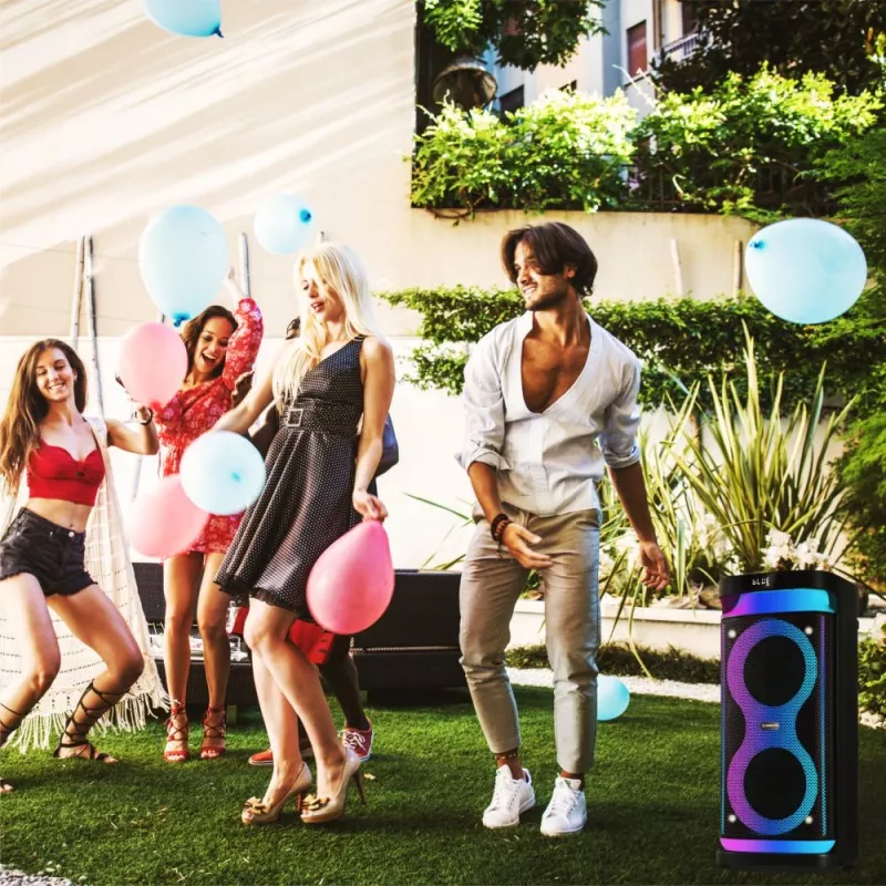 Pārnēsājams skaļrunis MANTA SPK0601B100, 100 W, Bluetooth, karaoke, bezvadu mikrofons, baterija, ekvalaizers, disko apgaismojums