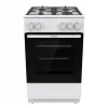 Brīvi stāvoša gāzes plīts ar krāsni Gorenje GG5A10WFFM — 4 degļu plīts virsma, 70 l krāsns, emaljēta augšdaļa, balta