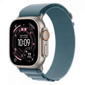Viedpulkstenis Apple Watch Ultra 3 GPS + Cellular 49mm dabīgs titāna korpuss ar gaiši zilu Alpine Loop siksniņu (mazs)