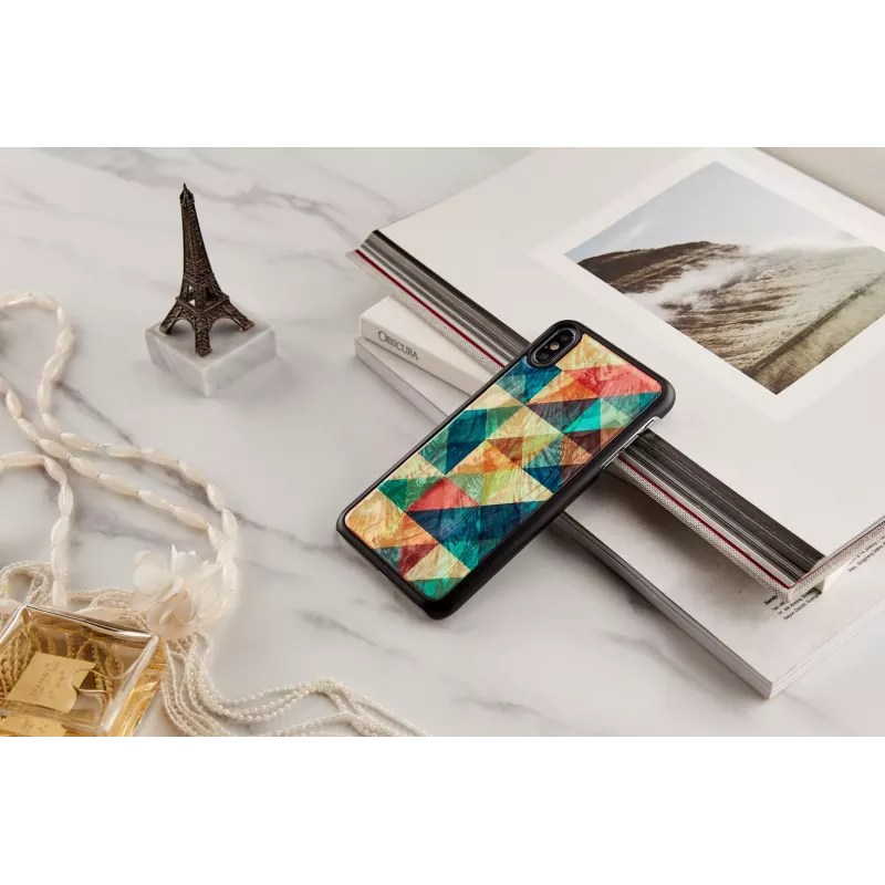 Telefona maciņš iKins iPhone XS Max — mozaīkas raksts, melns