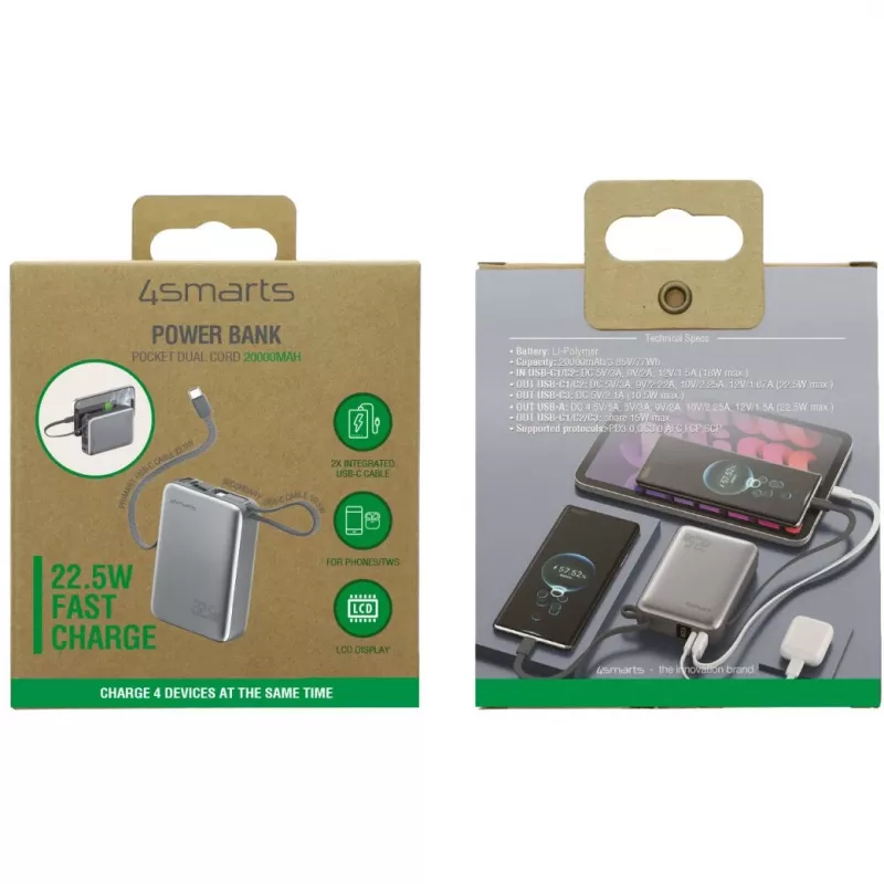 Pārnēsājams barošanas bloks 4smarts 541626 20000 mAh