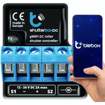 I/O modulis bleBox shutterBoxDC 2x binārās ieejas, 2x releja izejas 230V