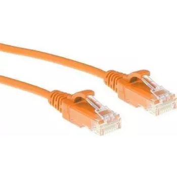 ACT oranža 2 metru LSZH U/UTP CAT6 datacentra plānais komutācijas kabelis ar aizsargātiem aizbīdņiem, RJ45 savienotāji
