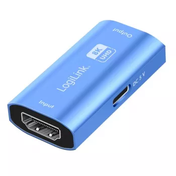 HDMI retranslators, 20m, 8K 60Hz, HDCP 2.3, alumīnijs, zils