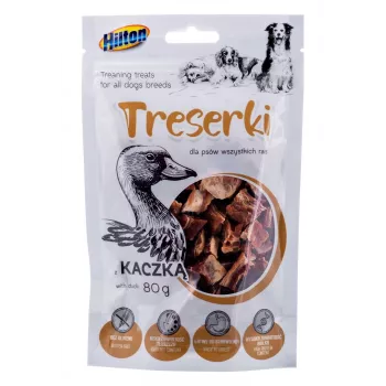 Suņu apmācības kārumi Hilton Treaning Treats Duck 80 g — mīkstie apmācības našķi ar pīles garšu