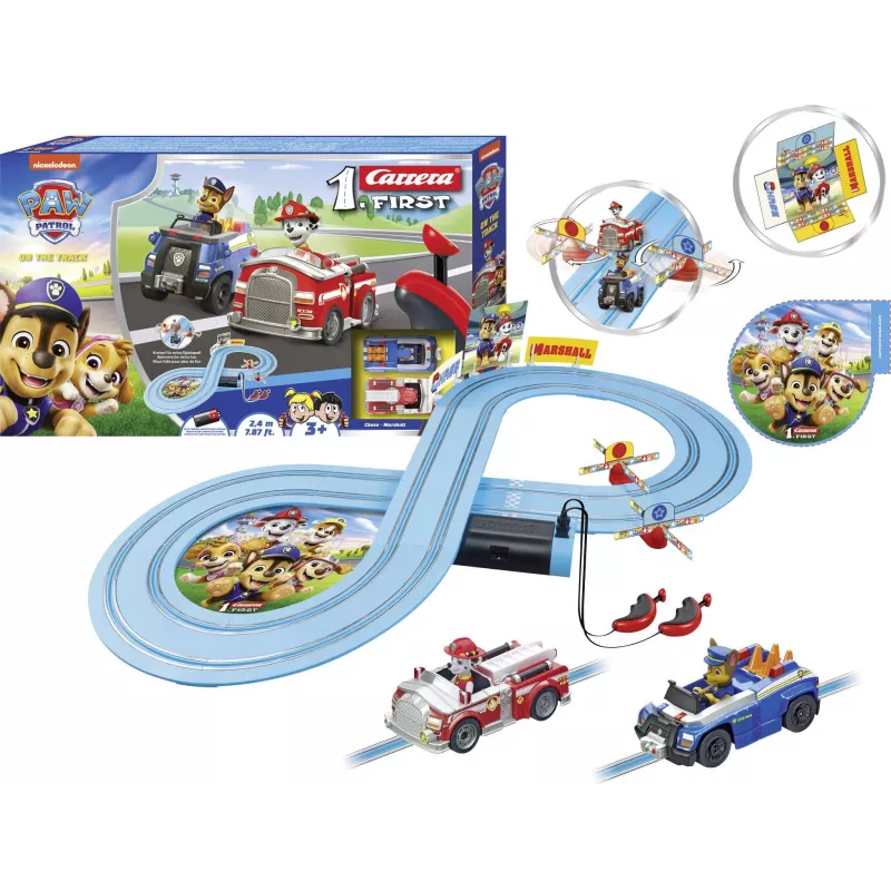 Rotaļu sacīkšu trase CARRERA FIRST Paw Patrol On the Track modelis 20063056 — bērnu slot car komplekts