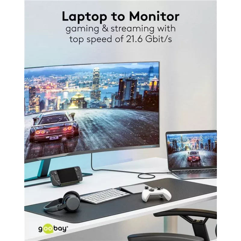 USB-C uz DisplayPort kabelis GOOBAY 75704, 1 m, līdz 4K@60Hz