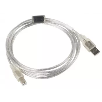 USB 2.0 kabelis LANBERG CA-USBA-12CC-0018-TR, USB A (vīrišķais) uz USB B (vīrišķais), 1,8 m, caurspīdīgs