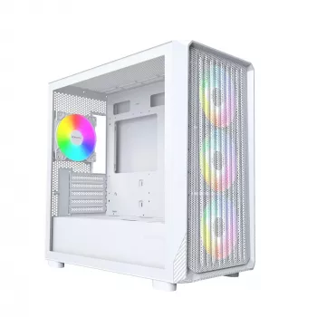 PC case Montech X5M (W) Micro Tower, balta — Micro-ATX/Mini-ITX, supports ATX PSU, 3x120mm front, 1x120mm rear, 2x3.5 inch bays, 4x2.5 inch bays