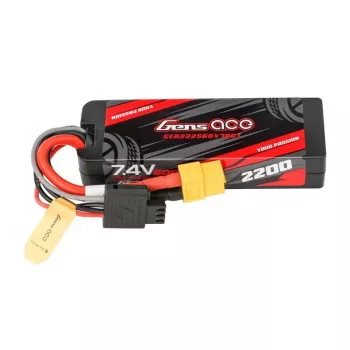 Lipo Gens ace G-Tech 2200mAh 7.4V 2S1P 60C GRP-76 Hardcase Battery ar XT60 spraudni