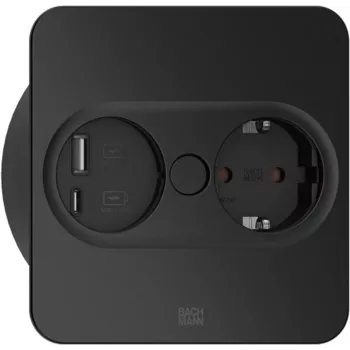 Kontaktligzda Tipa F + USB A + USB C Bachmann 946.205 Nerūsējošais tērauds