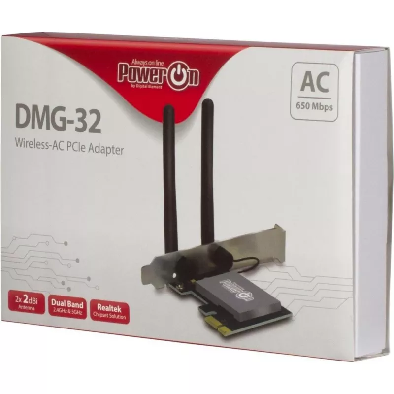 Inter-Tech DMG-32 - Iebūvēts - Bezvadu - PCI Express - Wi-Fi - 650 Mbit/s - Melns - Sudraba (88888148)