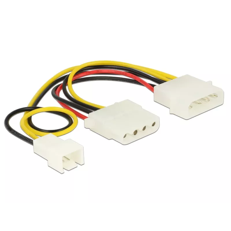Iekšējais strāvas kabelis DeLOCK 83658 0,39 m 3 kontaktu uz 2 x Molex 4 kontaktu