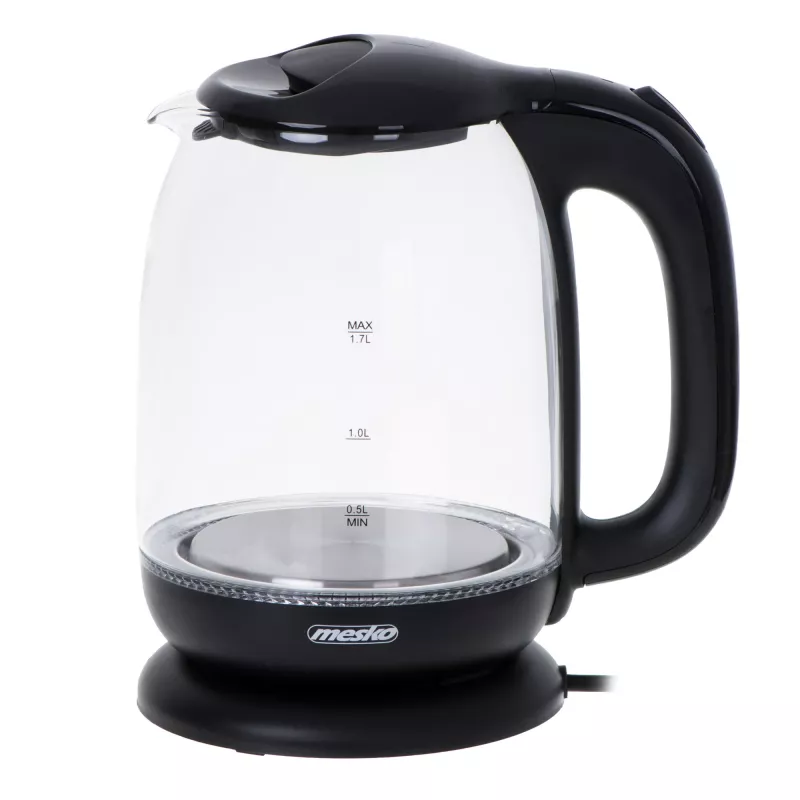 Mesko | Tējkanna | MS 1302b | Elektriskā | 2200 W | 1,7 L | Stikla | 360° grozāma pamatne | Melna