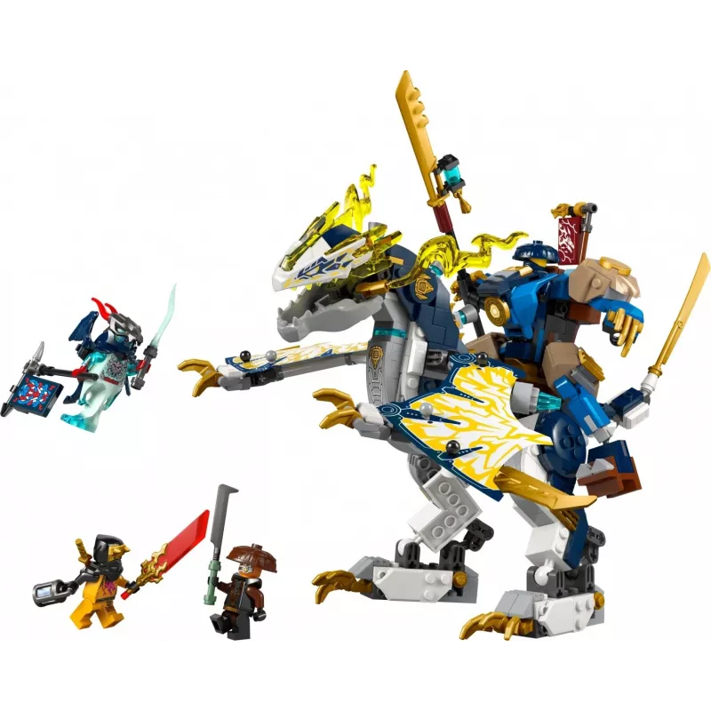 LEGO NINJAGO komplekts 71843 Rogue’s Mech Dragon Rider — 584 gab., 4 minifigūras, modeļa augstums 190 mm