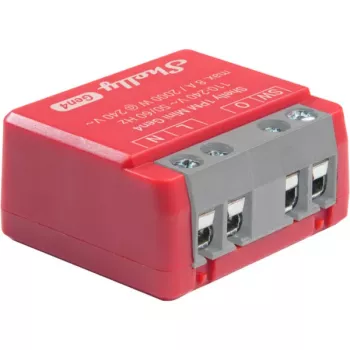 Shelly 1PM Mini Gen4 2-pack — Shelly Wi-Fi viedrelejs ar jaudas mērīšanu, kompakta DIN/modulārā forma