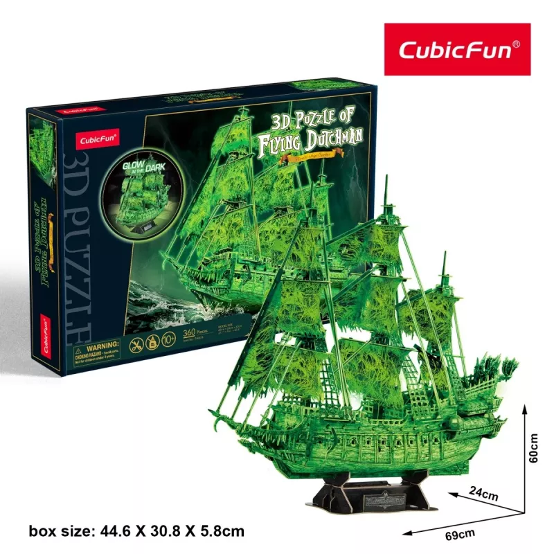 3D puzzle model Flying Dutchman, kas spīd tumsā, cubicfun 306-T4041H