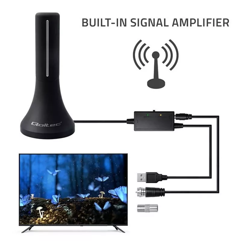 Televīzijas antena QOLTEC TV DVB-T/T2 Qoltec (iekštelpu/āra) modelis 57065
