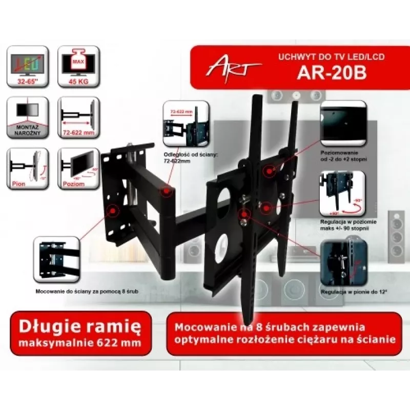 LCD kronšteins AR-20B 32-55 collas 45kg H/V