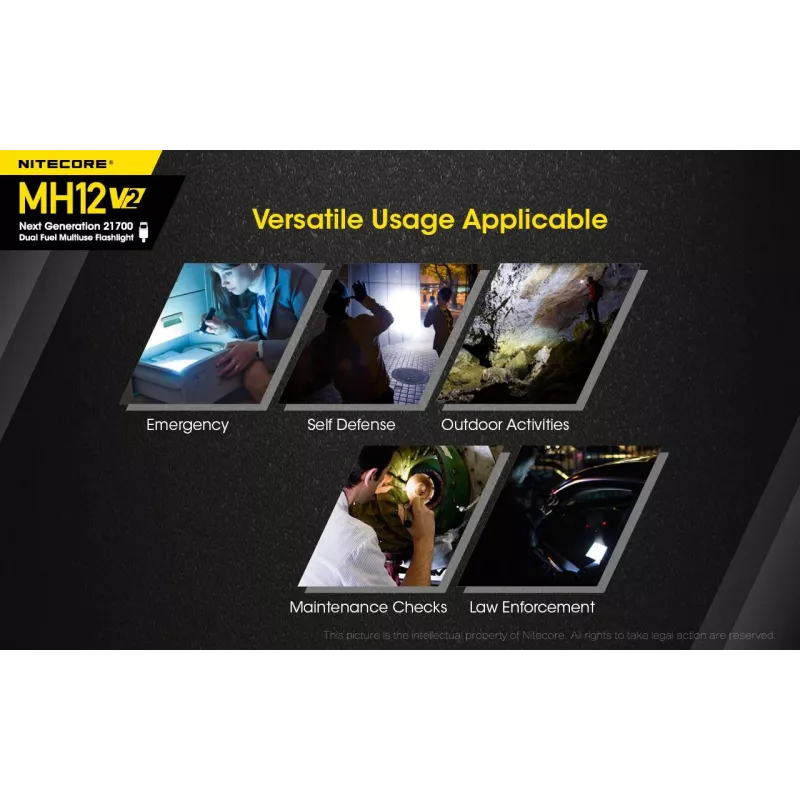 Rokas lukturītis Nitecore MH12 V2 melns