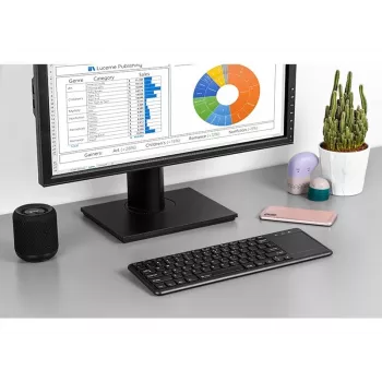 Bezvadu RF tastatūra TRACER TRAKLA46367 — Pilna izmēra, membrānas, skārienpaliktnis, 2,4 GHz, melna