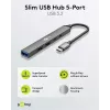 Goobay Slim 5-Portu USB centrmezgls, USB-C™ uz USB-C™/USB-A, USB 3.2 (74460)
