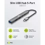 Goobay Slim 5-Portu USB centrmezgls, USB-C™ uz USB-C™/USB-A, USB 3.2 (74460)