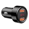 Auto USB ātrais lādētājs Baseus CCMLC20A-01 — viedtālruņiem, ieeja 12–24 V, izeja līdz 20 V, melns