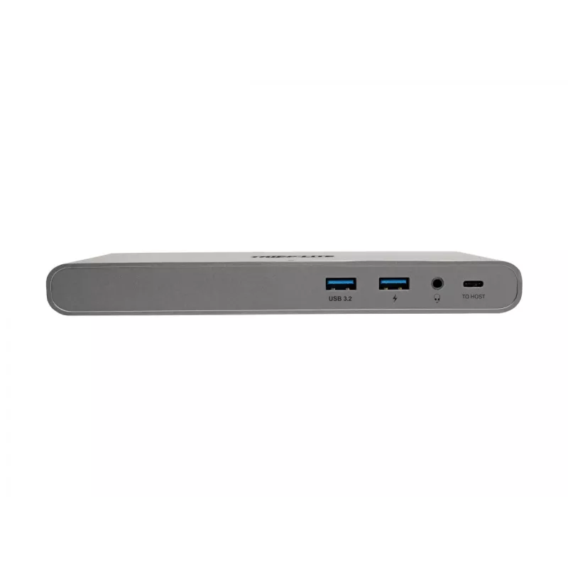 Eaton Tripp Lite USB-C dokstacija, trīs displeji - 4K HDMI/DisplayPort, VGA, USB 3.2 Gen 1, USB-A/USB-C centrmezgls, GbE, 100W PD uzlāde, starptautiskie strāvas kabeļi - dokstacija - USB-C