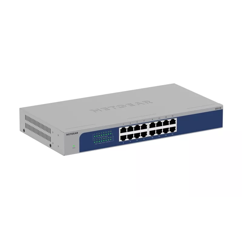 NETGEAR GS516-300EUS tīkla komutators Nepārvaldāms Gigabit Ethernet (10/100/1000) Pelēks